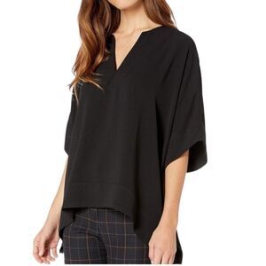 Trina Turk Black Chiyo Oversized Silky Crepe Caftan Kimono Top New